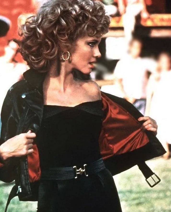Olivia Newton John Grease Black Leather Jacket for Women - inner lining view