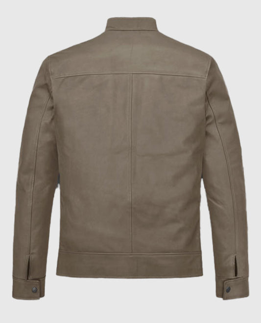 Fast and Furious 9 Vin Diesel Beige Leather Jacket for Men - side angle view
