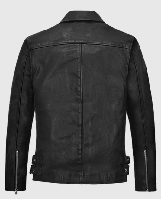Nicholas Hoult Black Biker Leather Jacket for Men – Custom Fit - side angle view