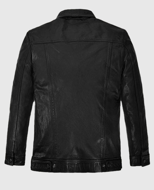 Tom Holland Uncharted Black Leather Jacket for Men - side angle view