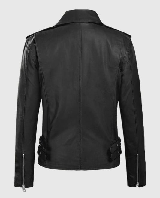 Hilary Duff Younger Black Leather Biker Jacket for Women - side angle view