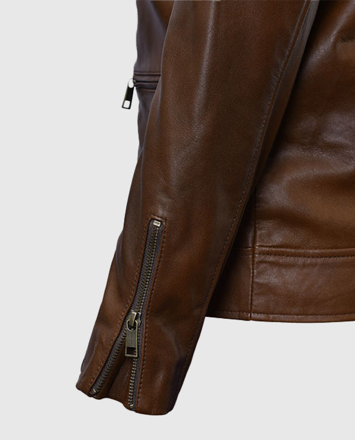 Boss Level Frank Grillo (Roy Pulver) Brown Leather Jacket for Men - detail view