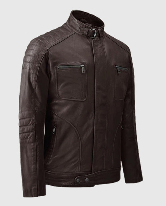Firefly Moto Brown Biker Leather Jacket for Men – Custom Fit - side angle view