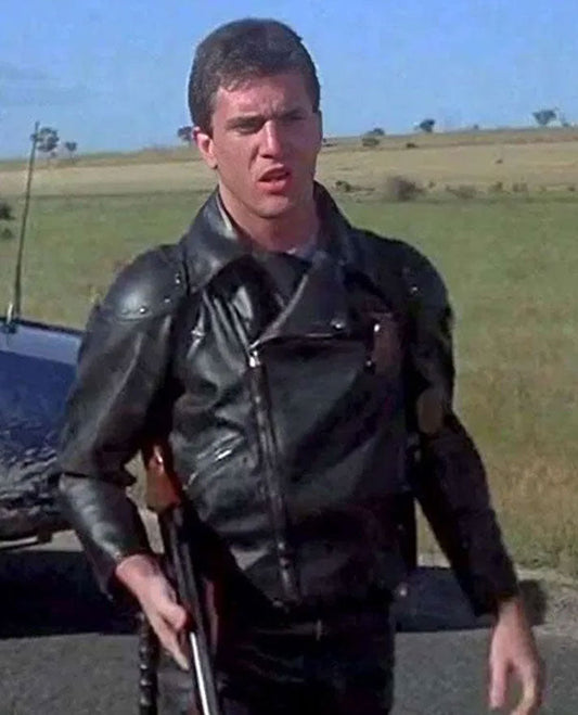 Mad Max Mel Gibson Black Leather Jacket for Men – Premium Outerwear - front view