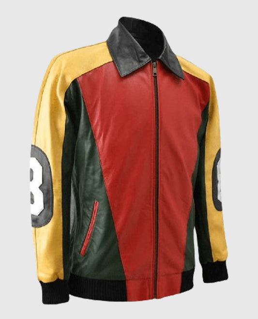 Men's 8 Ball Pool Green Bomber Leather Jacket – Custom Fit - side angle view