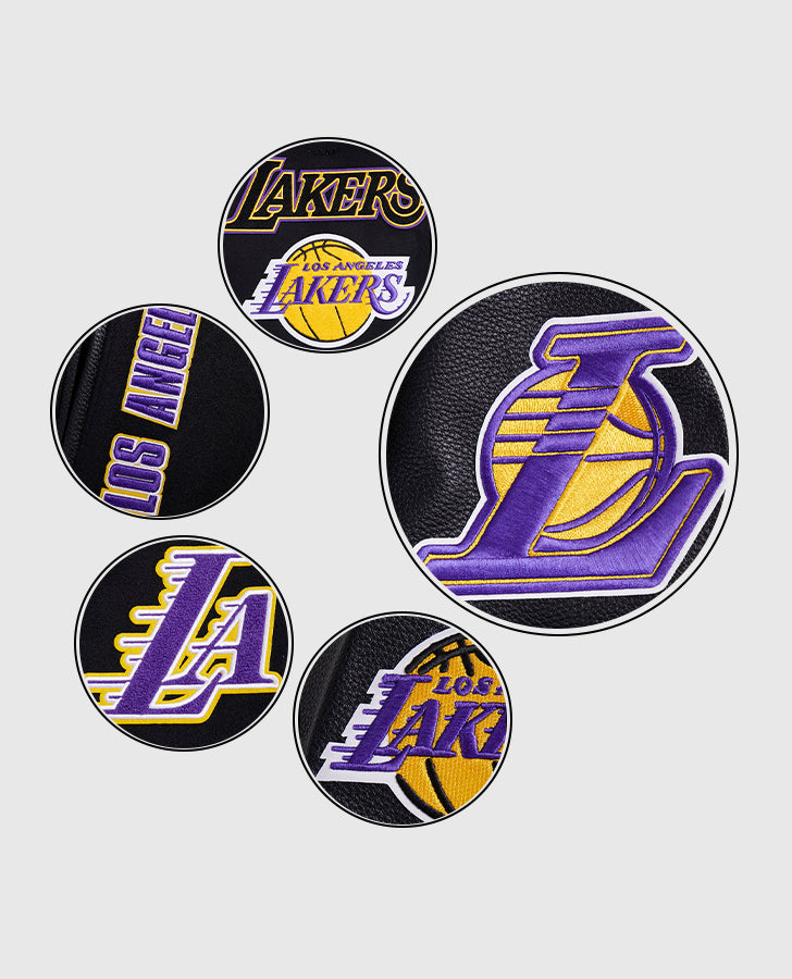 NBA Los Angeles Lakers Women's Black Varsity Leather Jacket - inner lining view
