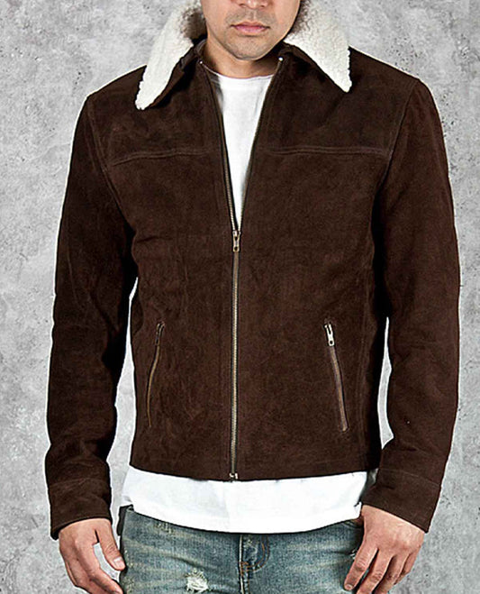 The Walking Dead Rick Grimes Brown Suede Jacket for Men - front view