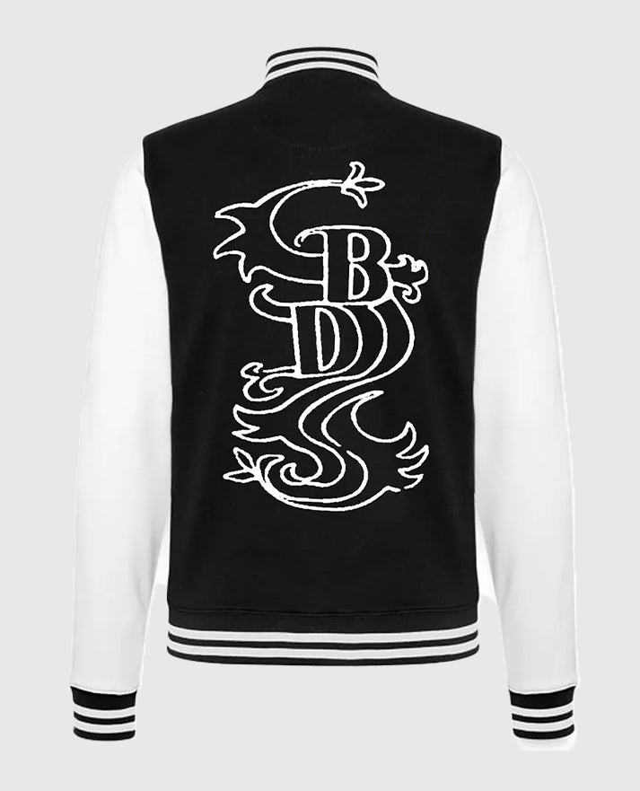 Black Dragon Tokyo Revengers Varsity Leather Jacket for Women - back view