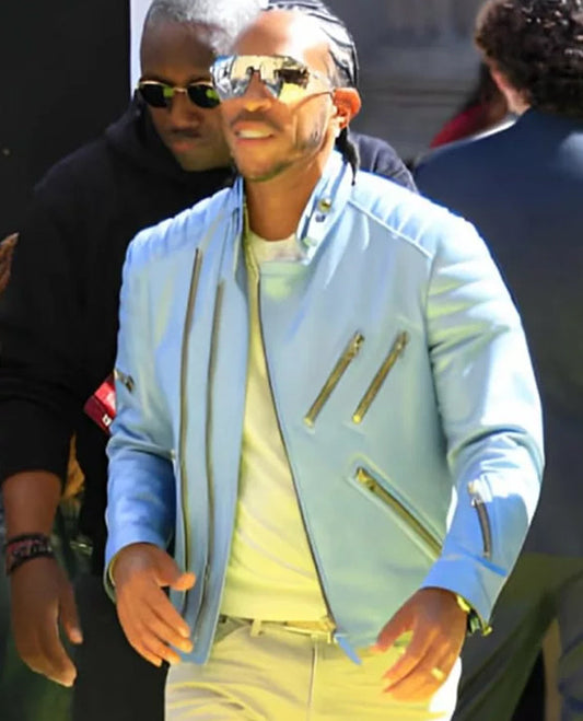 Ludacris IHeartRadio Blue Leather Jacket for Men – Premium Outerwear - side angle view