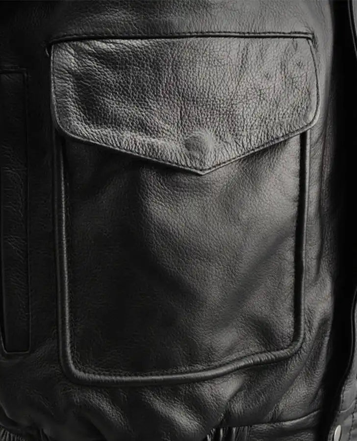 USA Leather 1515 Men's Black 'Classic Aviator' Bomber Leather Jacket - side angle view