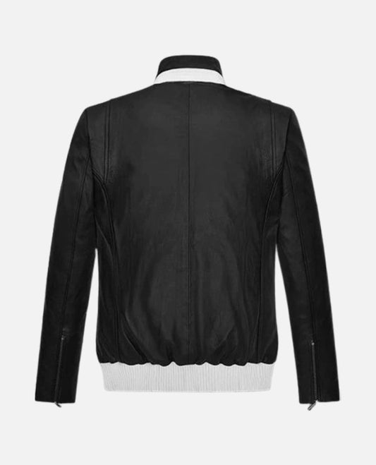 Sebastian Stan Black Leather Jacket for Men – Premium Outerwear - side angle view