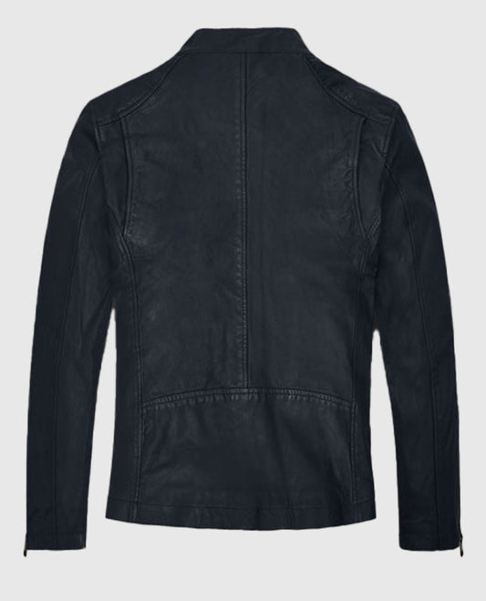 Jim Carrey Blue Leather Jacket for Men – Custom Fit - side angle view