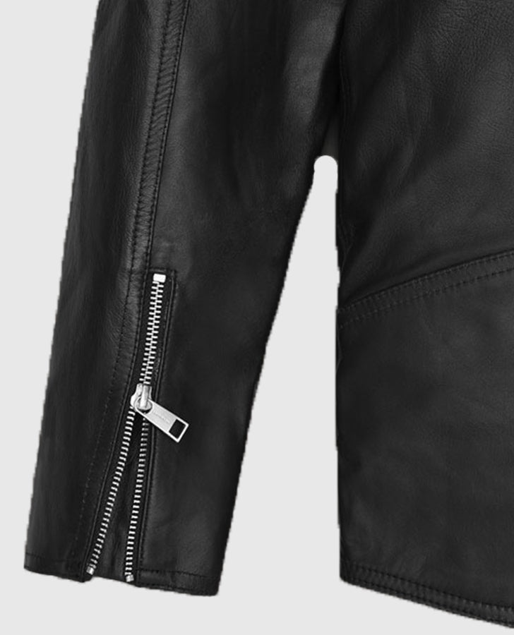 Kylian Mbappe Black Biker Leather Jacket for Men – Custom Fit - model wearing the jacket