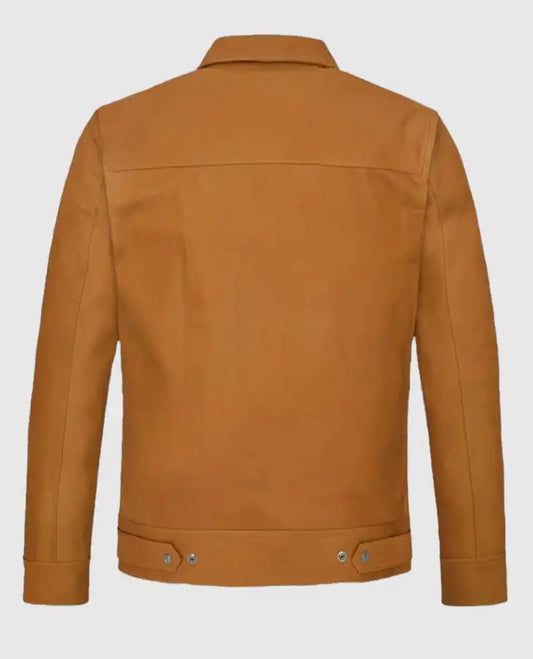 Emily in Paris S03 Lucas Bravo Brown Leather Jacket for Men - side angle view