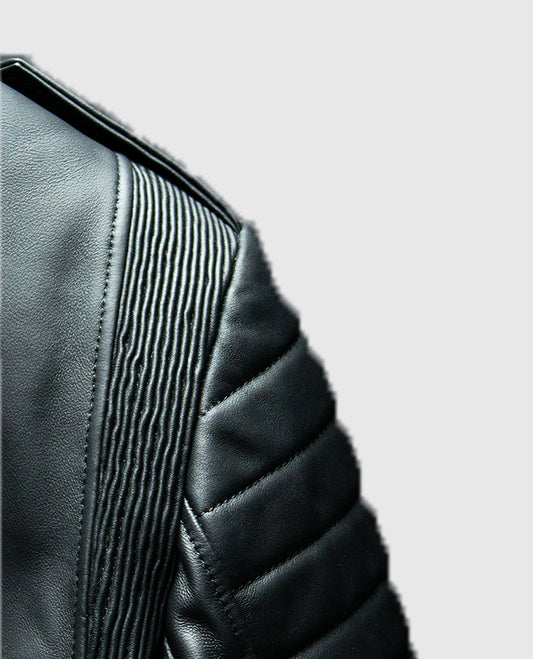 Charles Burnt Black Biker Leather Jacket for Men – Premium Outerwear - side angle view