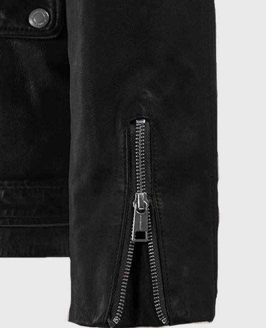 Dauntless Black Biker Leather Jacket for Men – Premium Outerwear - side angle view