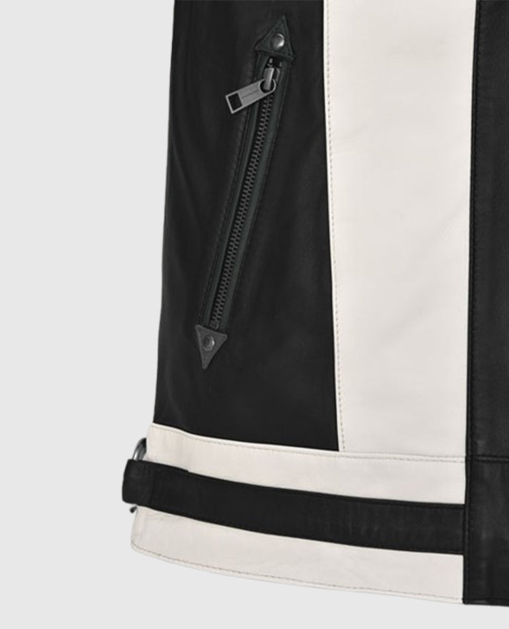 Matthew Broderick Ferris Bueller's Day Off White & Black Leather - pocket detail