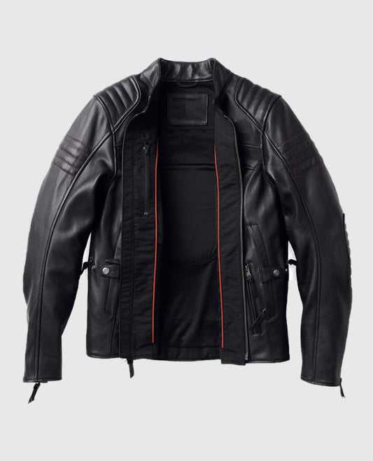 Women's Harley Davidson Heather Avenue Leather Riding Black Jacket - side angle view