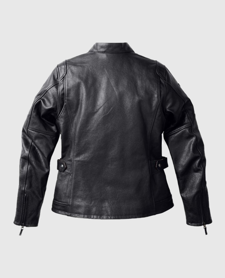 Women's Enduro Leather Riding Black Jacket – Custom Fit - side angle view