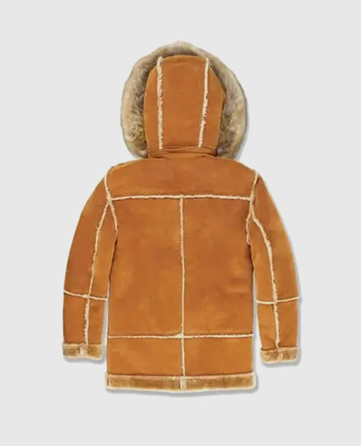 Men's Aviator Denali Fur Brown Leather Jacket – Custom Fit - back view