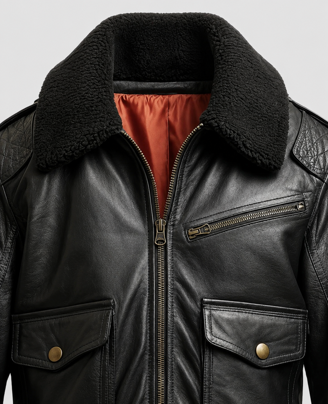 Men's Flight Bomber Black Leather Jacket – Premium Outerwear