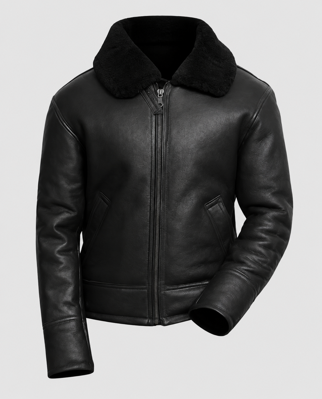 Men's Aviator B3 Black Shearling Sheepskin Leather Jacket