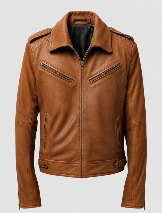 Men's Camel Brown Tan Suede Leather Jacket – Premium Outerwear
