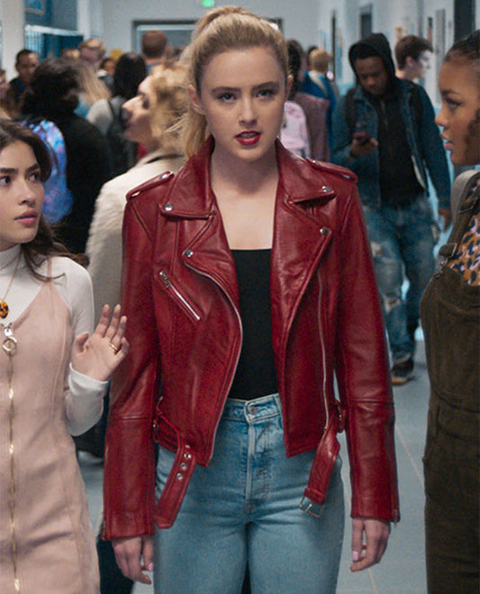 Freaky Millie Red Leather Biker Jacket for Women – Premium Outerwear - front view