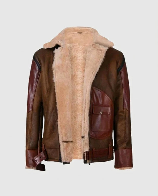 Men's RAF B3 Aviator Flying Brown Bomber Leather Jacket