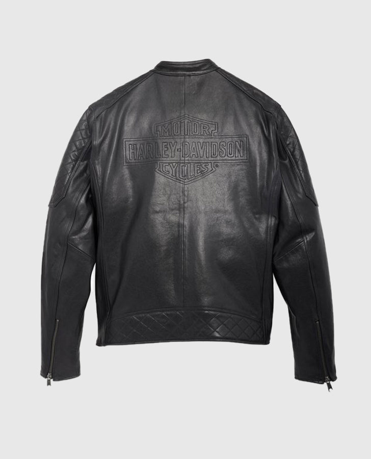 Men's Harley Davidson Mechanic Black Leather Jacket - back view