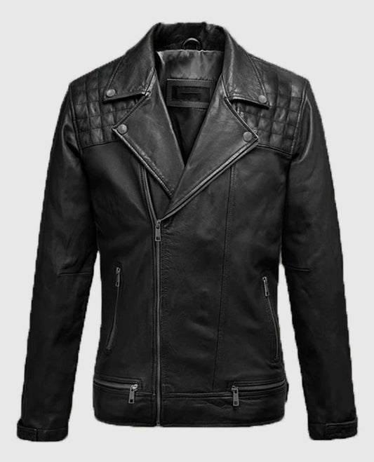 Ironwood Black Biker Leather Jacket for Men – Premium Outerwear - front view
