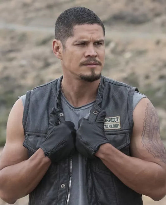JD Pardo Mayan M.C Ezekiel Reyes Black Vest for Men - front view