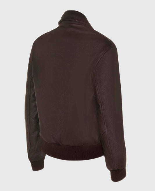 Sigourney Weaver Alien Ellen Ripley Brown Bomber Leather Jacket - side angle view