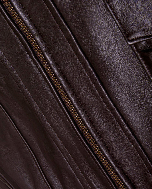 Men's Casino Royale Style Brown Leather Jacket – Custom Fit - side angle view