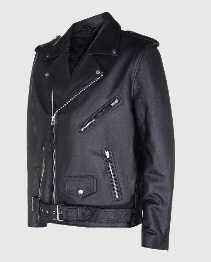 Men's Black Leather Brando Jacket for Bikers – Custom Fit - inner lining view