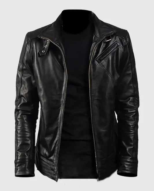 Legacy Black Leather Biker Jacket for Men | Genuine Leather - front view