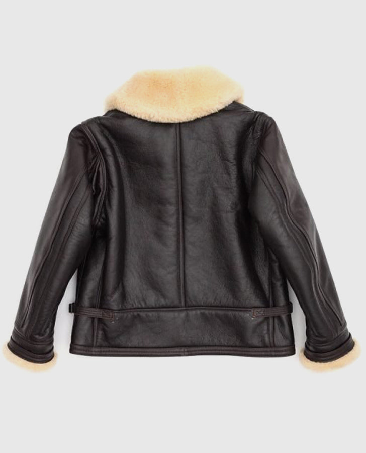 Navy M-445A Flight Shearling Leather Jacket for Men - back view