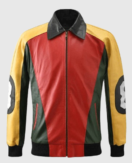 Men's 8 Ball Pool Green Bomber Leather Jacket – Custom Fit - front view