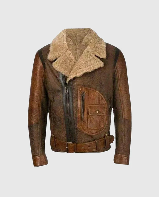 Men's Brown Shearling Leather Jacket – Premium Outerwear