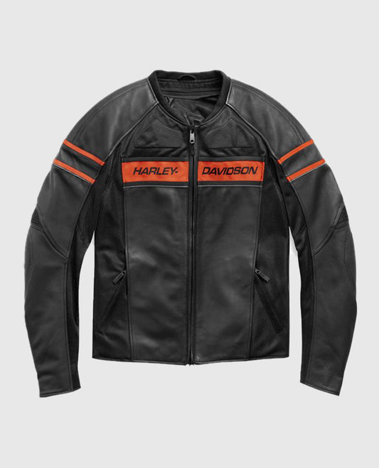 Men's Harley-Davidson Brawler Black Leather Jacket - front view