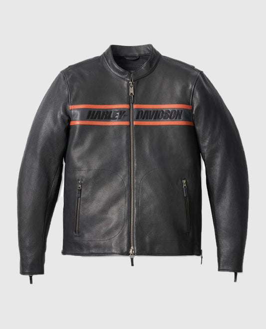 Men's Victory Lane II Leather Jacket - Black – Custom Fit - front view