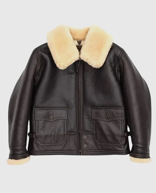 Navy M-445A Flight Shearling Leather Jacket for Men