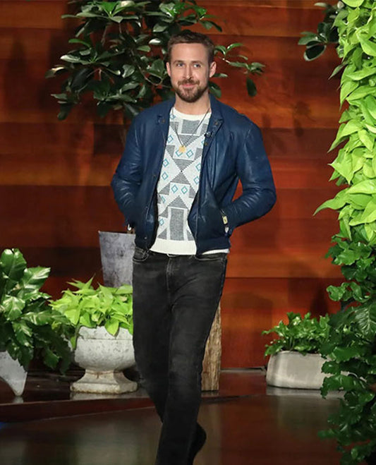 Ryan Gosling Black Leather Jacket for Men – Custom Fit - front view