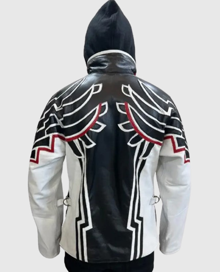 Jin Kazama Tekken 8 White & Black Leather Jacket for Men - back view
