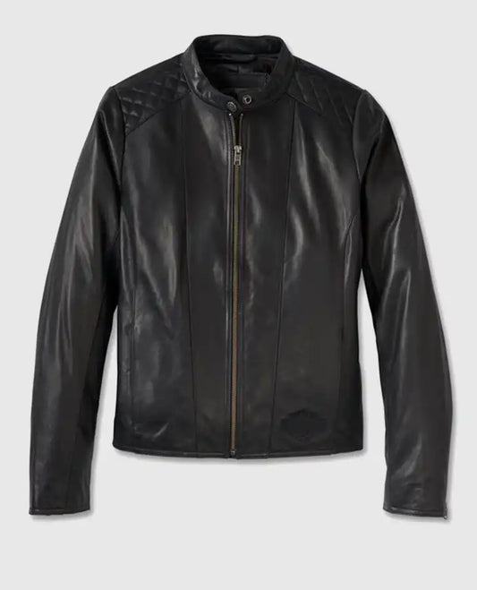 Women's Harley Davidson Scene Supreme Black Leather Jacket - front view