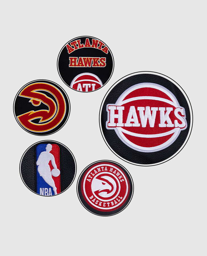 NBA Atlanta Hawks Men's Rib Black Wool Varsity Jacket - inner lining view