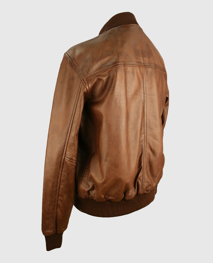 Classic Blouson Brown Leather Jacket for Men – Custom Fit - inner lining view