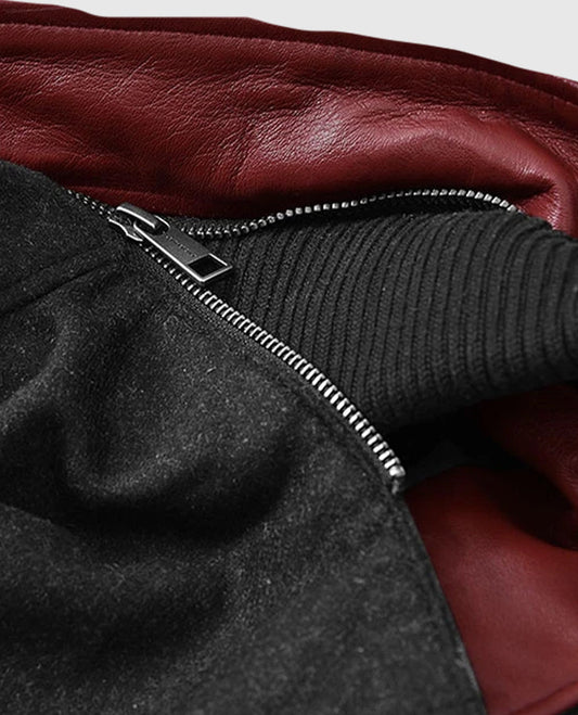 Men's Rodeo Red Hooded Leather Jacket – Custom Fit - side angle view