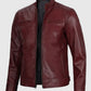 Men's Maroon Cafe Racer Leather Jacket – Custom Fit - inner lining view