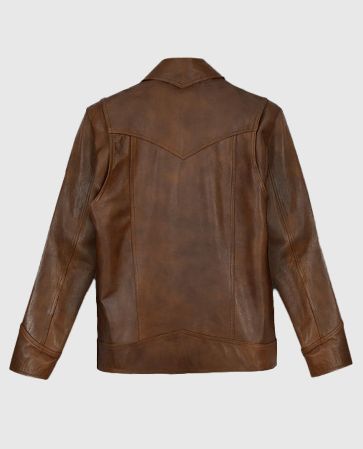 X Men Days of Future Past Brown Leather Jacket for Men - model wearing the jacket